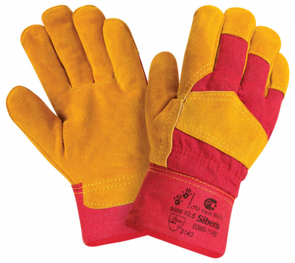 Перчатки спилковые комбинированные утепленные