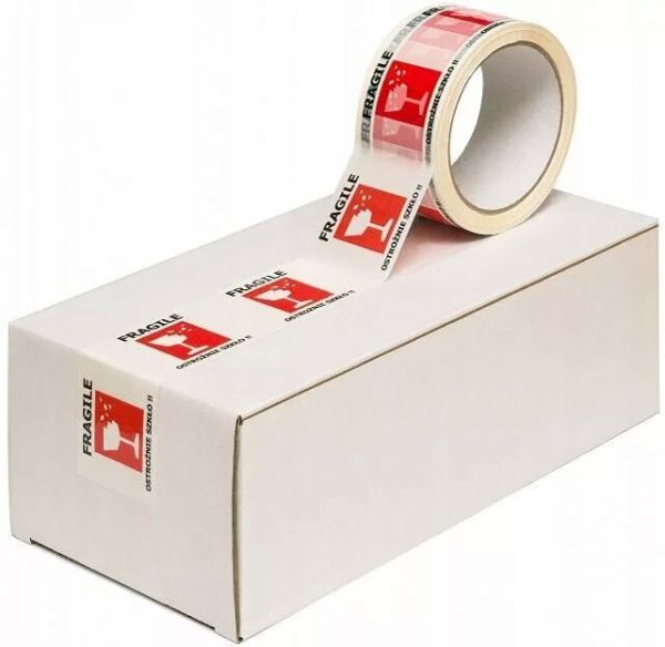 Скотч с логотипом 2 цвета белая основа