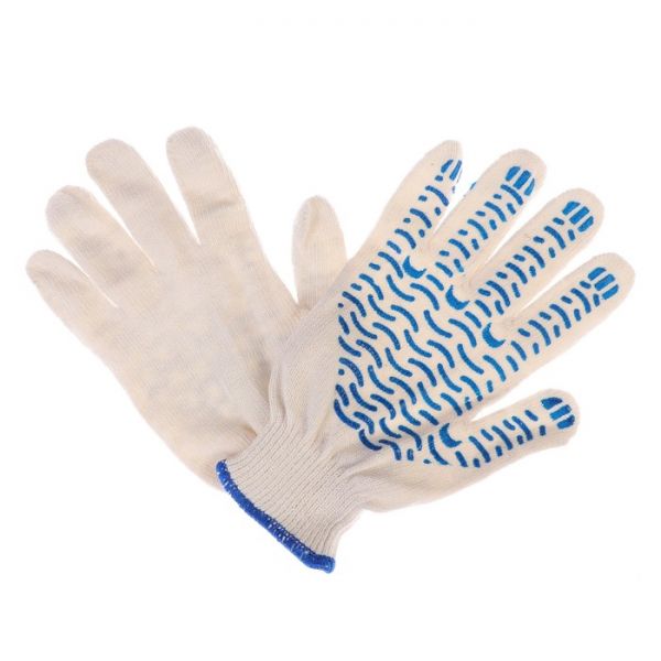 Перчатки рабочие трикотажные 4 нити с ПВХ  ЭКОНОМ  (белые)