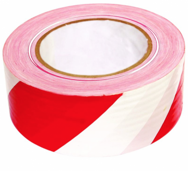 Лента сигнальная 48мм 200м, красно-белая