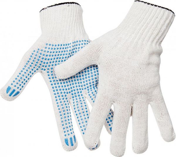 Перчатки рабочие трикотажные 6 нити с ПВХ (белые)