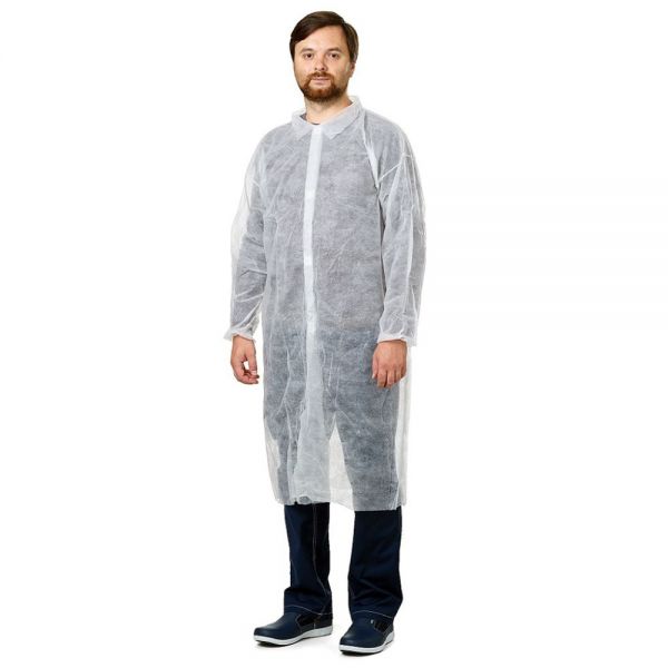 Халат на липучках (XXL), белый (10шт/уп)